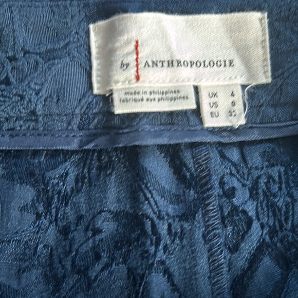 Anthropologie Blue Floral Boot Cut Pants - Picture 2 of 3